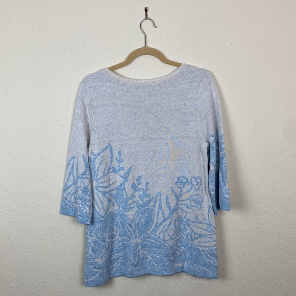 Soft Surroundings | Grey Blue Floral Oasis Crewneck Sweater M - Picture 7 of 7